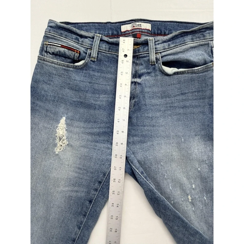 Tommy‎ Hilfiger Jeans Mens 30x30 Blue Medium Wash Skinny Distressed Denim